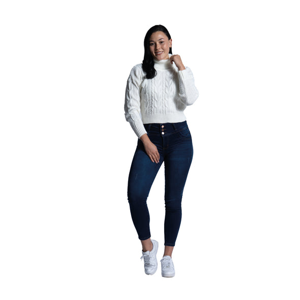 Saco Cuello Alto Trenza Marfil Veintidós | Textura y Elegancia