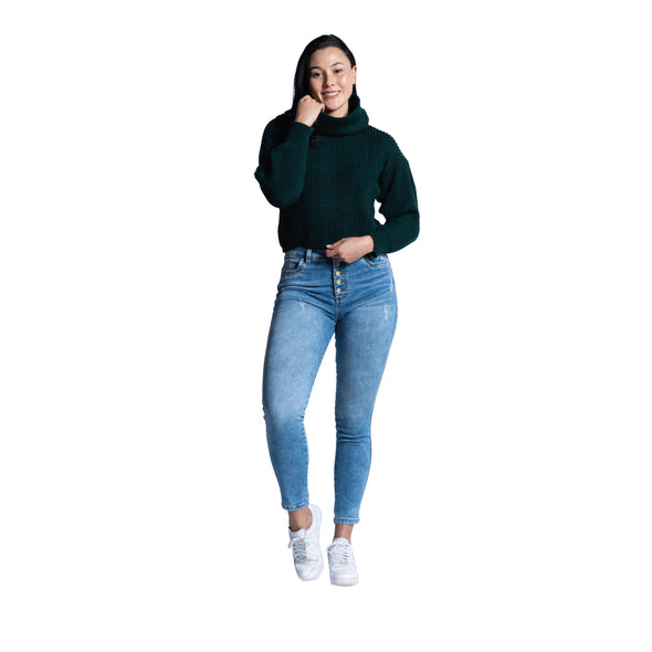 Saco Cuello Alto Rayas Verde Veintidós | Estilo Sofisticado