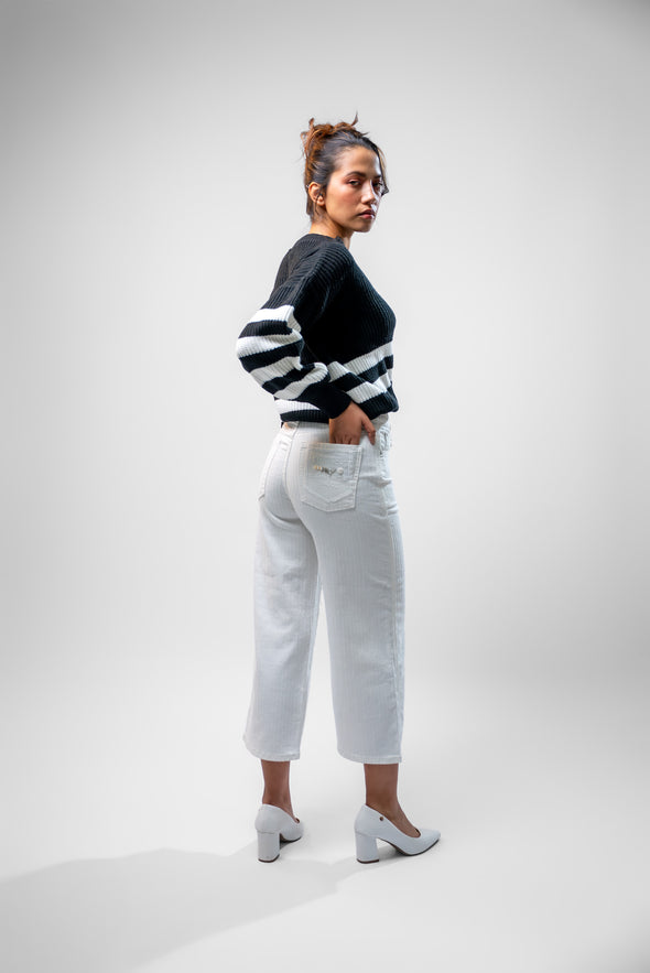 Saco Cuello V Negro/Blanco Veintidós | Contraste Chic