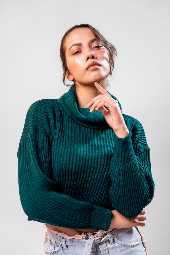 Saco Cuello Alto Rayas Verde Veintidós | Estilo Sofisticado