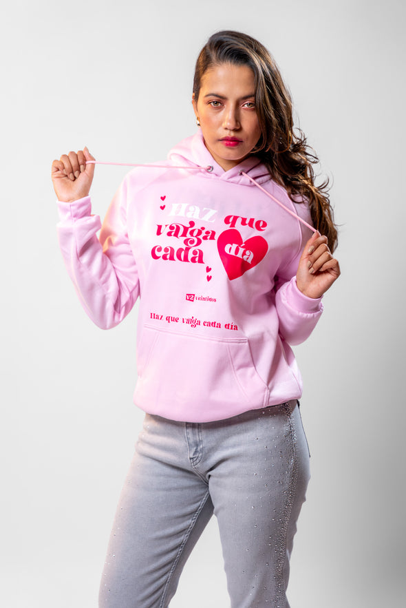 Hoddie rosado "HAZ QUE VALGA" Veintidós | Motivación Diaria