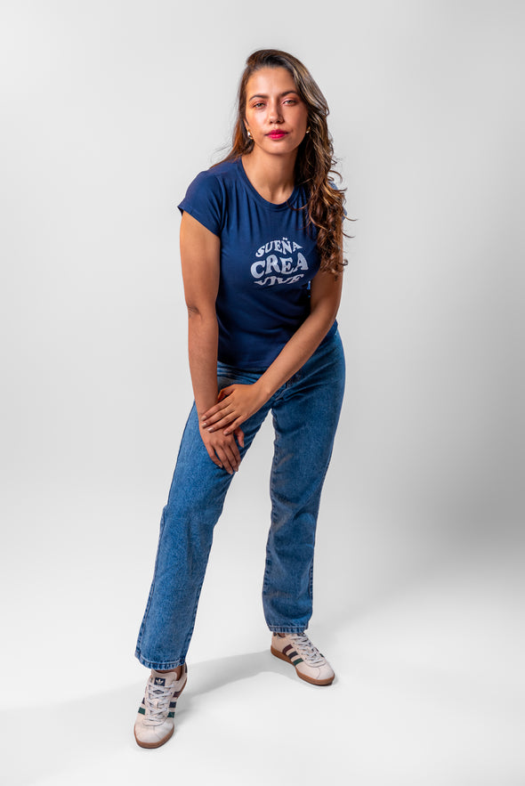 Camiseta azul oscura "SUEÑA CREA VIVE" Veintidós | Inspiración Diaria