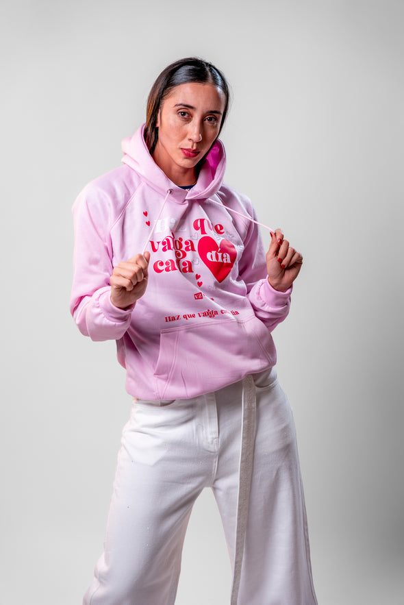 Hoddie rosado "HAZ QUE VALGA" Veintidós | Motivación Diaria